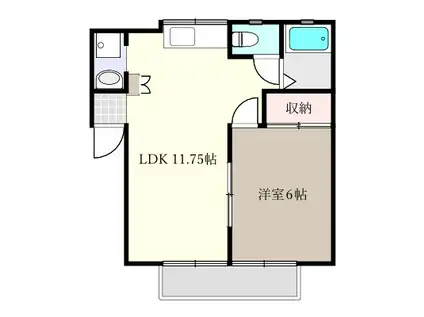 コーポイワミB(1LDK/1階)の間取り写真