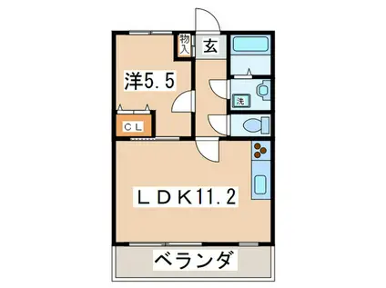 AUBE(1LDK/1階)の間取り写真