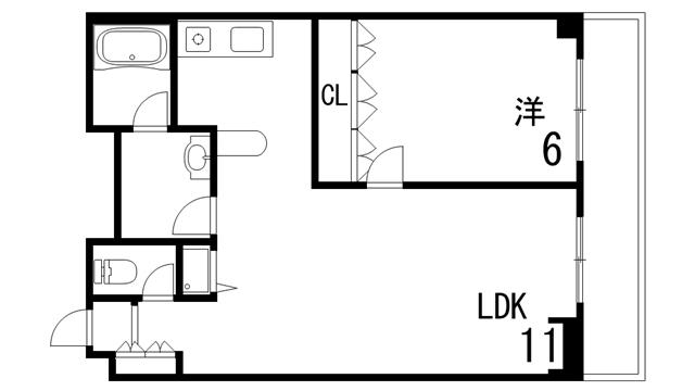 イーストコート2番街(1LDK/11階)の間取り写真
