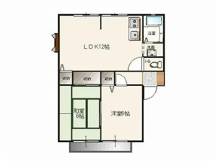 アムールラメゾン パートII A(2LDK/2階)の間取り写真