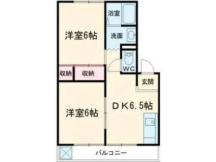 サンハイムソワールII(2DK/1階)の間取り写真
