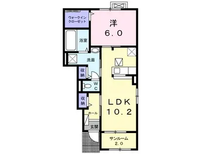 コンフォート上野丘南B(1LDK/1階)の間取り写真