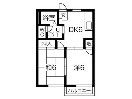 ドミール八代(2DK/2階)の間取り写真