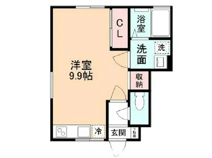 RIMOWA下轡田(ワンルーム/1階)の間取り写真