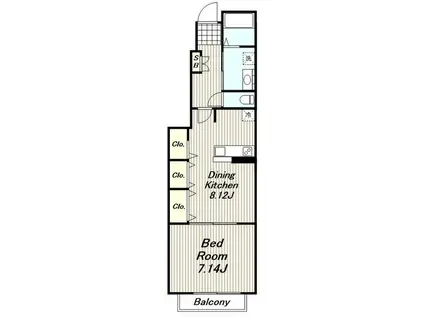 プラシードK(1DK/1階)の間取り写真