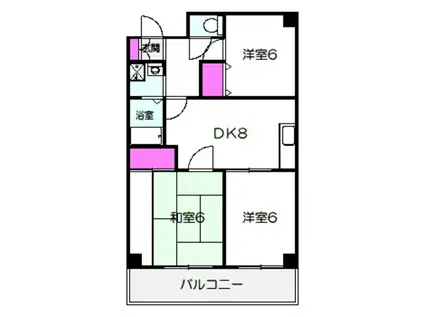 ブルーム北花田(3DK/1階)の間取り写真