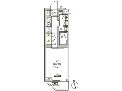 ARKMARK南品川(1K/5階)の間取り写真