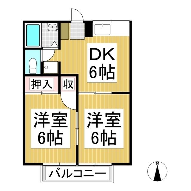 グリーンハイツ上高田(2DK/2階)の間取り写真
