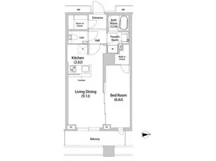 品川ハートビュータワー(2LDK/18階)の間取り写真