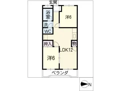 シャトー長湫(2LDK/1階)の間取り写真