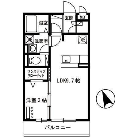 セジュール南大通A(1LDK/3階)の間取り写真