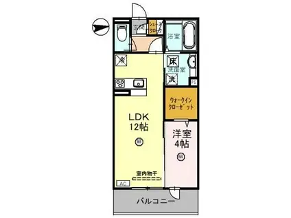 D-ROOM桑ノ木(1LDK/1階)の間取り写真