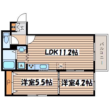 フェリチタ愛子I(1LDK/1階)の間取り写真