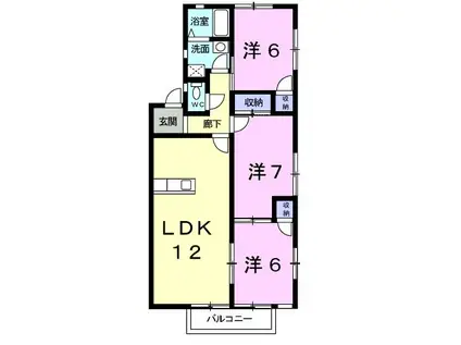 ロイヤルパレス村松IIA(3LDK/1階)の間取り写真