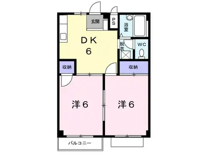 シティハイツ上田II(2DK/2階)の間取り写真