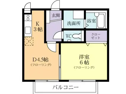 メゾンドシャルムC(1DK/1階)の間取り写真
