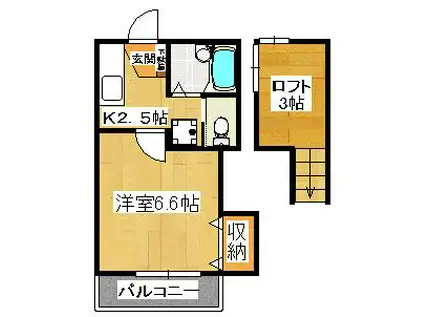 ジョイフル・コート(1K/2階)の間取り写真
