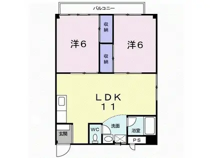 サンハイツ執行(2LDK/2階)の間取り写真