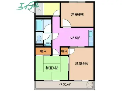 グレイス光栄(3K/1階)の間取り写真