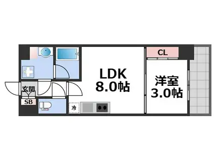 フロンティアタワー九条I(1LDK/9階)の間取り写真
