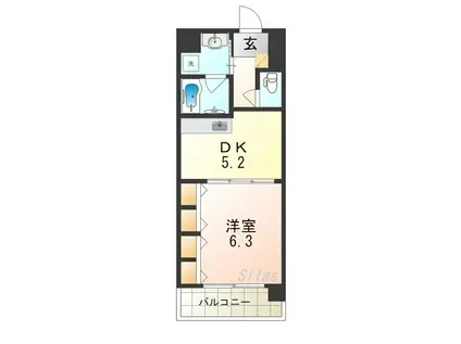 コンフォール平野(1DK/3階)の間取り写真