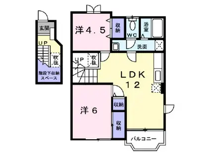 レジオン・ドヌールII(2LDK/2階)の間取り写真