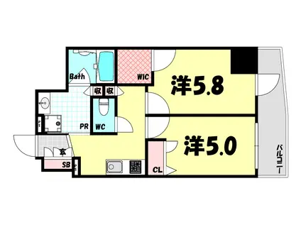ESTEMCOURT神戸元町IIRESERVE(2K/11階)の間取り写真