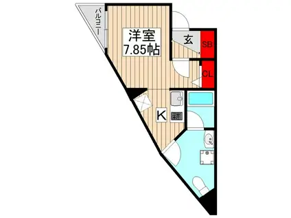 LA DOUCEUR赤塚(ワンルーム/2階)の間取り写真