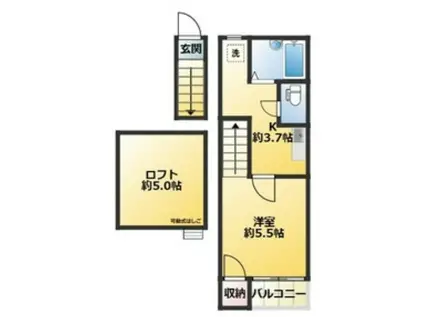 グリーンライズ神楽坂(1K/2階)の間取り写真