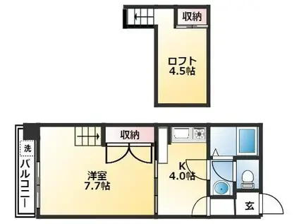 コーポ西村II(1K/7階)の間取り写真