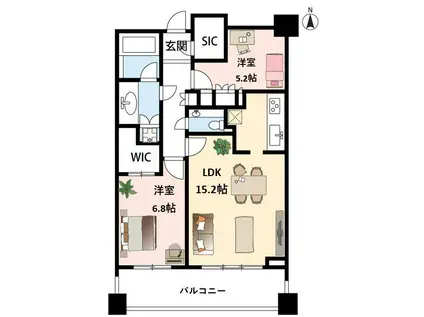 ディアナコート自由が丘レジデンス(2LDK/3階)の間取り写真