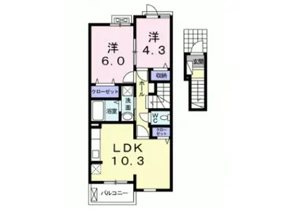 エアリーII(2LDK/2階)の間取り写真