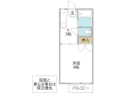 フォーライフ八幡町C棟(1K/1階)の間取り写真