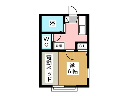 フルハピネス(1K/1階)の間取り写真