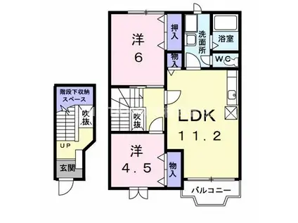 ディモーラB(2LDK/2階)の間取り写真