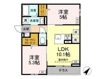 アセット-コート曙町(2LDK/1階)の間取り写真