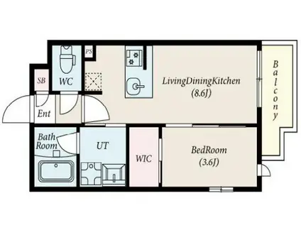 コンポジット新宿柏木(1LDK/1階)の間取り写真