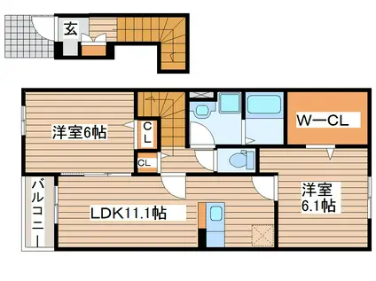 グレースヒルズII(2LDK/2階)の間取り写真