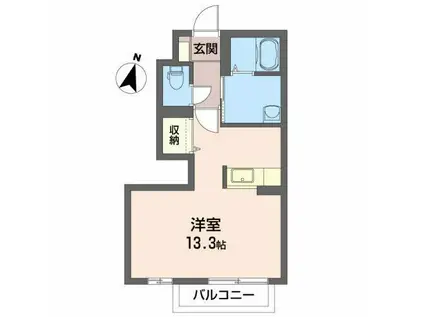 エクセルII(ワンルーム/1階)の間取り写真