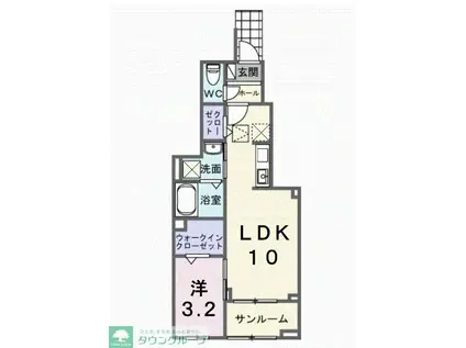 ホグワーツB(1LDK/1階)の間取り写真