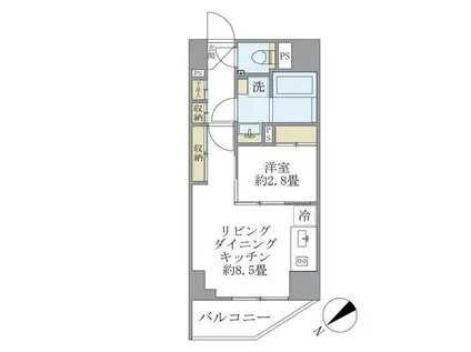 ルネサンス赤坂プレミアムコート(1LDK/4階)の間取り写真