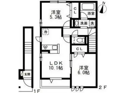 パークガーデン石神井公園(2LDK/2階)の間取り写真