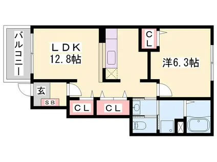 ピエ・デル・モンテII(1LDK/1階)の間取り写真