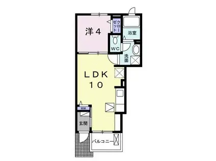 マーベラス国見(1LDK/1階)の間取り写真