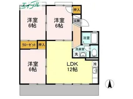 マルベリーM B棟(3LDK/1階)の間取り写真