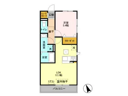 スカイフラット(1LDK/1階)の間取り写真