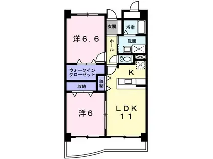 ヴェルデ六笠(2LDK/3階)の間取り写真