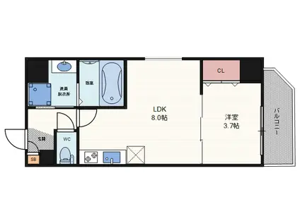 ジーグランデ九条(1LDK/2階)の間取り写真