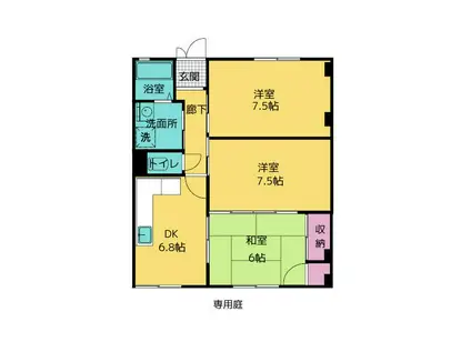 パレス富士湘南(3DK/1階)の間取り写真