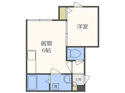 琴似ハウス蒼(1DK/3階)の間取り写真